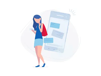 Shopping drawing green illustration line phone purse shopping smartphone texting woman