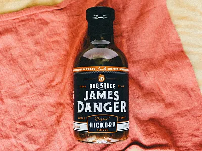 James Danger BBQ bbq branding identity label logo logotype matt thompson packaging sauce type
