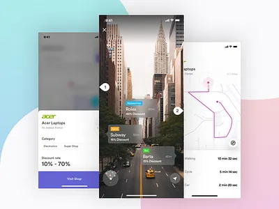 Discount offering shop IOS app-AR view android ar cart creative design dashboard design discount e commerce illustration ios landing page logo map mobile app offer product ui ux vr web design