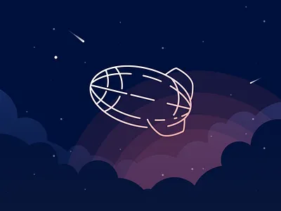 Zeppelin skyscape illustration branding glow illustration line drawing logo rocket ship space spaceship tbt zeppelin
