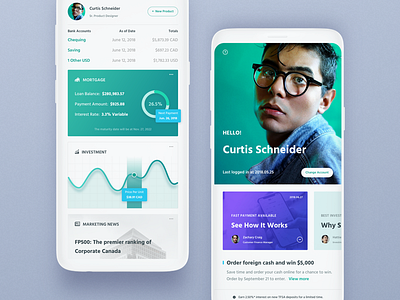 Banking App. account app balance banking chart details finance hiwow list news profile