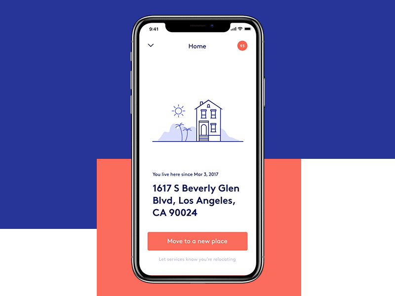 Addrest App Move to a new place address animation button concept house illustrations ios mobile app product design search ui ux