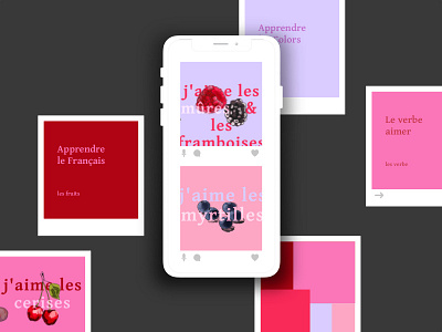 Language Learning App app card français fruits illustration interface ios language learn learning ui ux