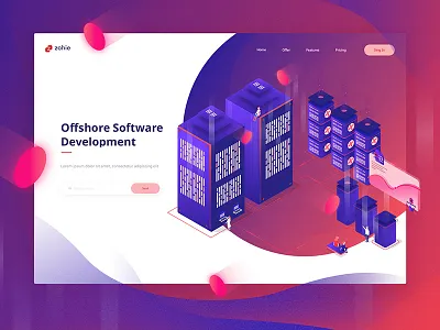 Database Company - Isometric Illustration awesome database gradients illustration isometric landing page