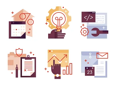 Empowered Icons benefits brand business icons set system