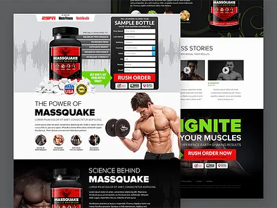 Massquake cold traffic concept design direct response fitness home homepage lander photoshop pill pills product sales sales design sales letter sales page site splash supplement website