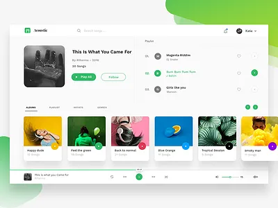 Spotify redesign album artist colors minimal music player songs spotify string ui volume web
