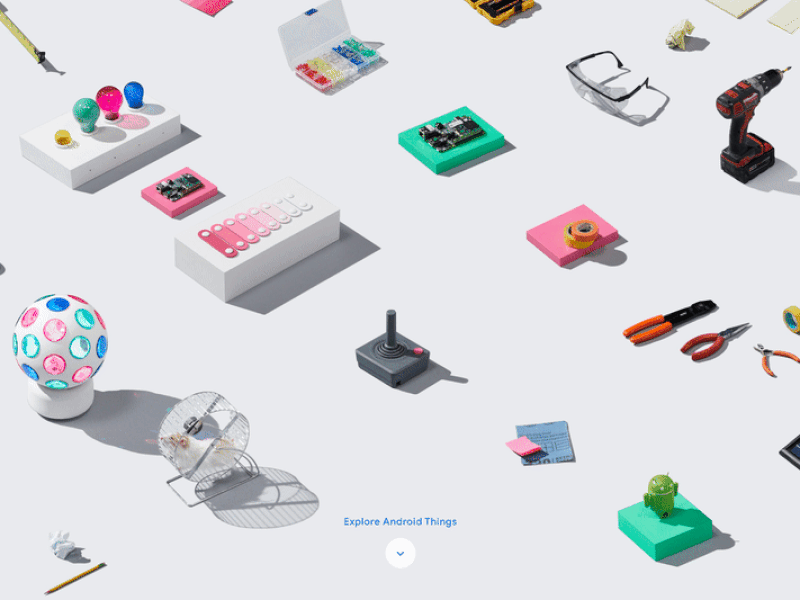 Android Things — Homepage hero ae after effects animation arduino hero home homepage motion photography scroll scrolljack tools