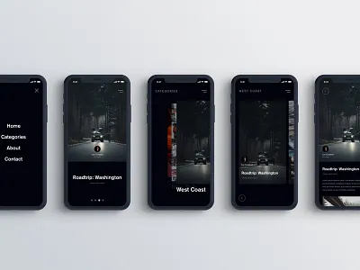 Blog Concept Cont. app blog clean dark dark ui iphone minimal mobile ui