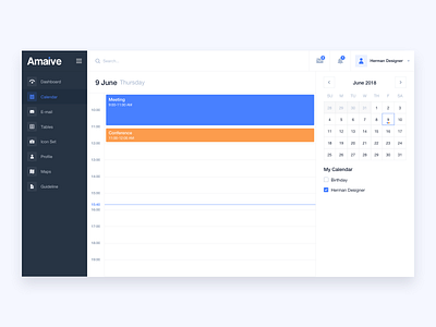 Calendar - Amaive theme calendar dashboard date reminder ui ux