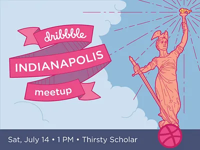 2018 Indianapolis Dribble Meetup dribbble event illustration indianapolis line drawing meetup vector