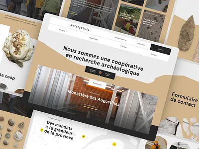 Artefactuel - Website archeology artifact boulder construction history interface research rocks rough ui ux website