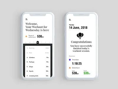 Work out of the day - Daily UI challenge 062 apple celebration dailyui design gym ios iphonex minimal ui uichallenge ux workout