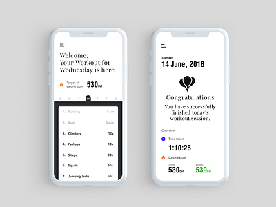 Work out of the day - Daily UI challenge 062 apple celebration dailyui design gym ios iphonex minimal ui uichallenge ux workout