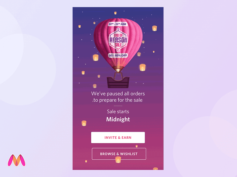 Fashion Sale - Curtain Raiser android animation app discount eors fashion ios mobile myntra sale ui ux