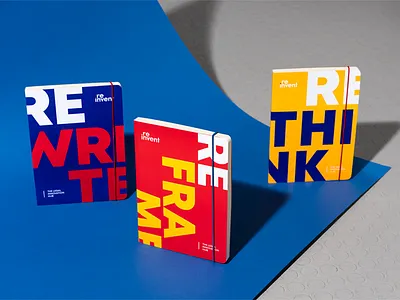 reinvent - The Legal Innovation Hub branding co working space law notebooks print materials stickers typography