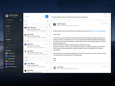 Email Client App app black chat circular desktop email sidebar significa ui ux windows
