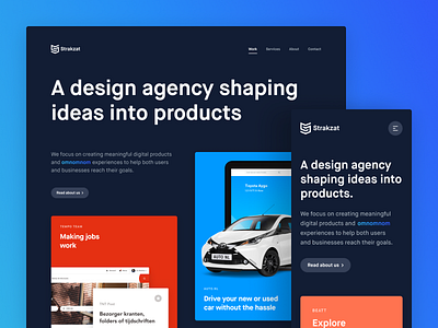 Strakzat - Website agency cards case grid homepage responsive study web