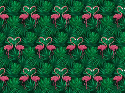 Tropical Flamingos Seamless Pattern decor flamingo leaf monstera nature palm leaf pattern pink flamingo printshop seamless summer tropical
