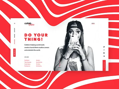 Collab Redesign - Landing banner black blue landing red web website