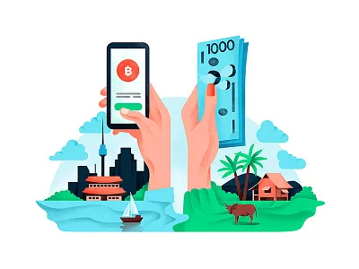 Cross-border Payment bitcoin blockchain cross border flat illustration noise payment texture web