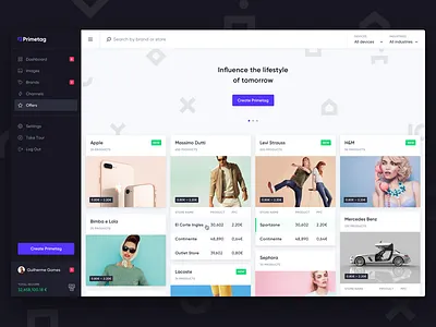 Primetag Platform app cards desktop gilroy platform purple sidebar significa