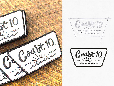 Coast 10 Clothing Logo Patch apparel branding clothing logo mark ocean patch sun waves