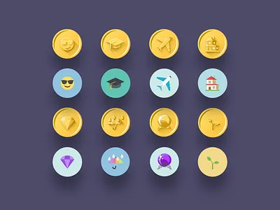 Gold emoji badges / medals badges education emoji gamification goals holiday icons investments medals principle savings ui