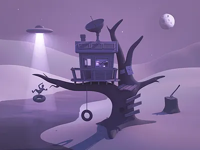 Remote Treehouse 3d maya ufo