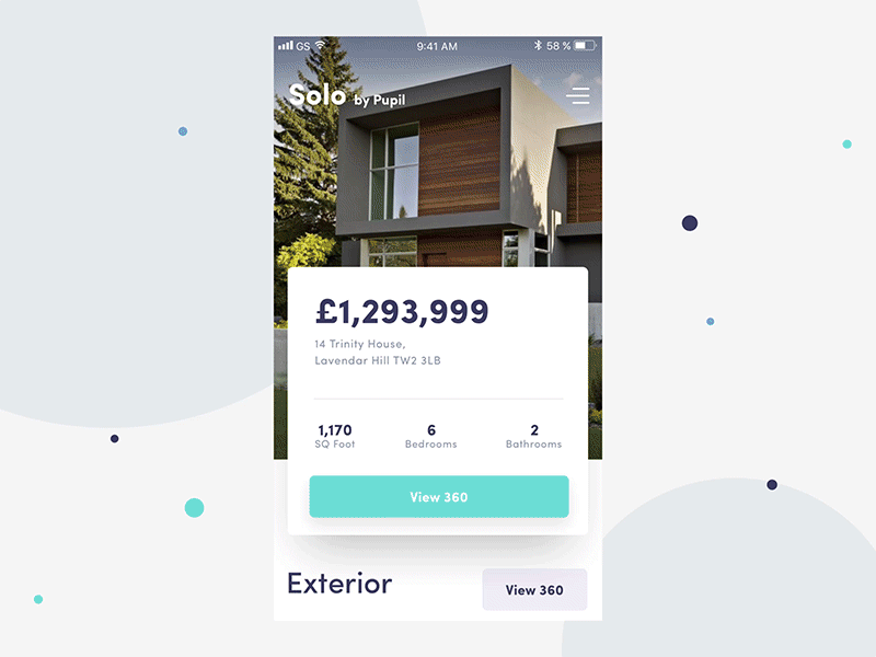 Spec Solo design illustrations interaction motion property real estate ui ux web