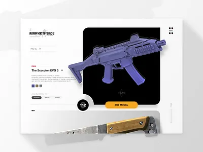 3D Model Marketplace concept 3d design flat minimal sketch ui ux vector web