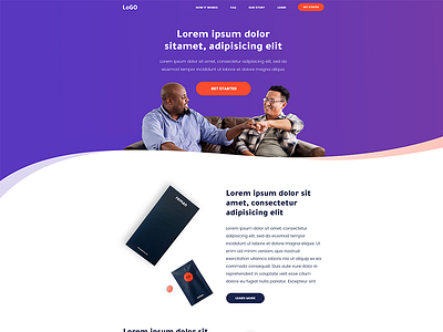 Landing Page gradients how it works landnig page men mobile app modern colors pills steps ui ux