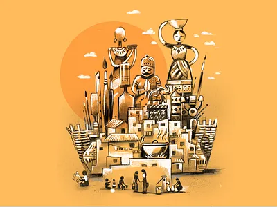 Shared tools and time community crafts hand drawn handicraft handmade illustration india productivity sketch skills sustainability time