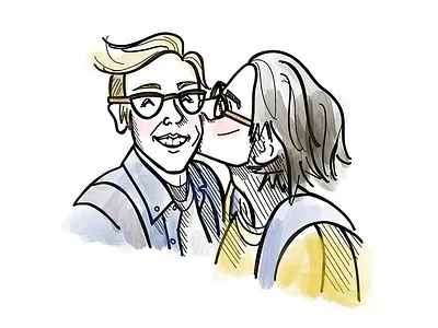 Wives art date illustration ipad pro kiss lgbt lgbtq pride procreate app queer wife women