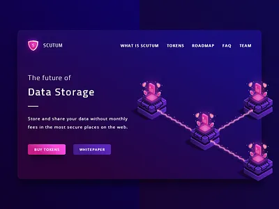 Scutum - Ico Landing Header Preview bitcoin blockchain crypto data ico illustration isometric landing security storage
