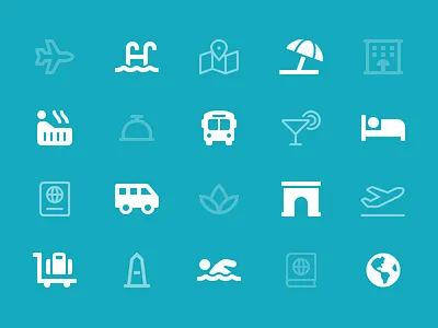 Travel Category font awesome hotel icons luggage spa swimming travel