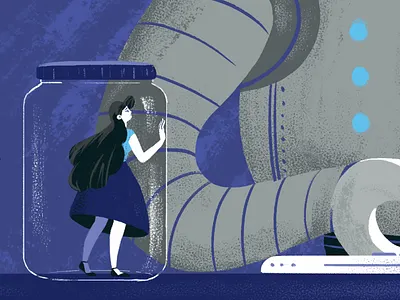 Threat of Automation automation computer illustration jar laptop person robot technology trap woman