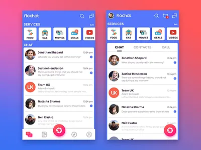 Flochat Home screen chat chat ui chatapp home screen instant messenger ui ux