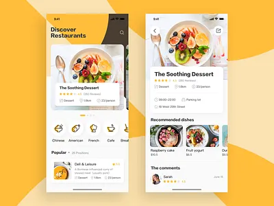 Discover Restaurants clean colors discover restaurants food menu ui ux