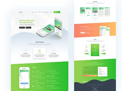 App Landing Page app landing app landing page clean curve shape gradient homepage lander landing page wave shape
