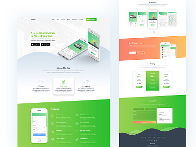 App Landing Page app landing app landing page clean curve shape gradient homepage lander landing page wave shape