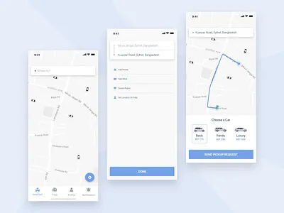 Taxi App UI Concept app ios android oreo car vehicle driver clean typography google map material minimal iphone x concept mobile app ui kit new ui trend team pathao taxi ride popular trending dashboard taxi ride sharing trip travel finance uber google map