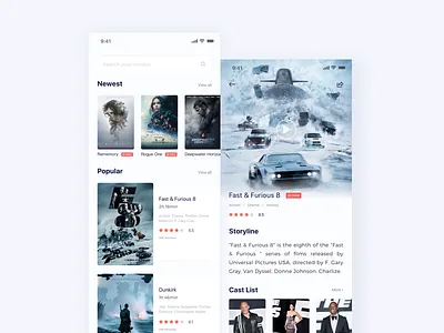 Ui Exercises 5/100 (Movie App) app application clean coin crypto cryptocurrency exchange ico mobile movie token uia