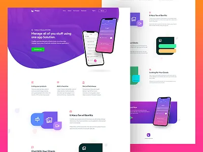 Mappy - Full App Landing Concept 2018 app color design gradient landing shape trendy ui website