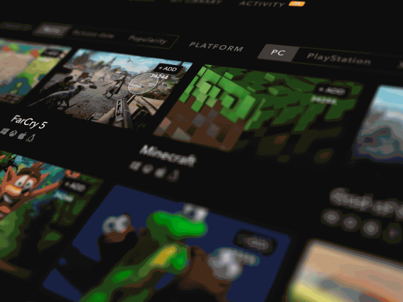 It's Time to play the game!! catalog design games gif items list motion ui uidesign ux uxdesign website