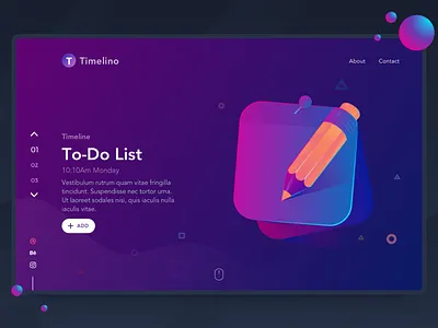 Timelino Landing Page app card dark dribbble gradient illustration invite mockup timeline ui ux web