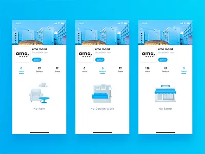 empty state design app blue design empty fitting furniture illustration ios iphone soft state ui