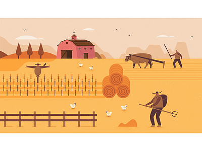 Harvest - 2 barn character chicken farm harvest landscape scarecrow scene