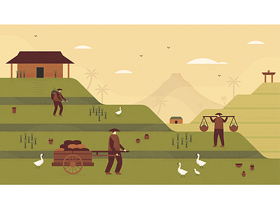 Harvest - 1 bali character eastern harvest landscape mountain scene