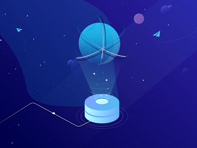 Orbit Creation design illustration isometric orbit paper plane planet space stars ui ux